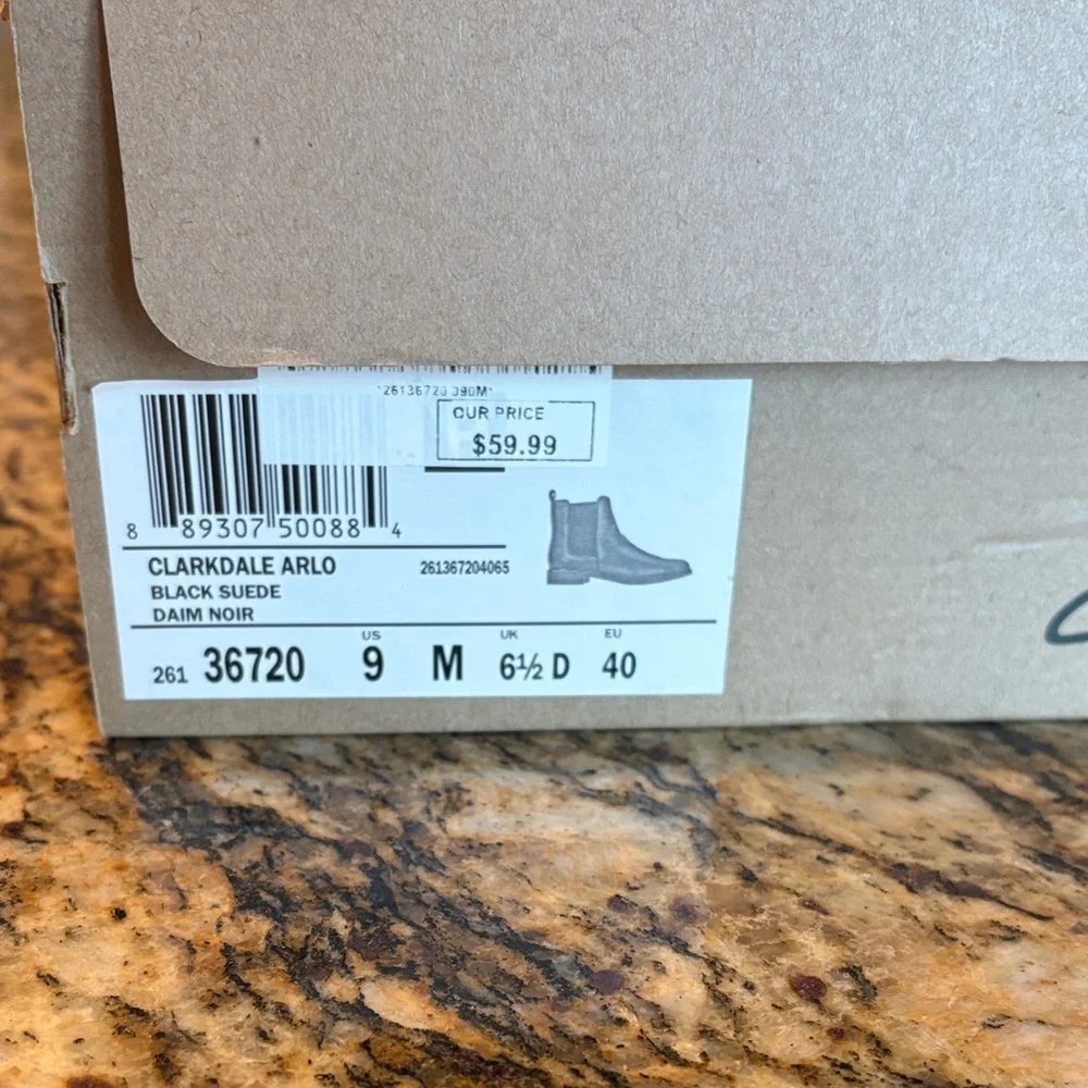 Clarks Black Suede Ankle Boots - Picture 3 of 7